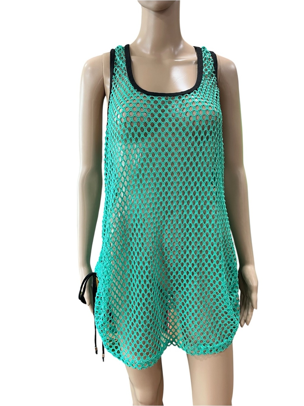 VTG 90s Ingear USA Fishnet Mesh Swim Cover Up Tunic Tank Dress Large